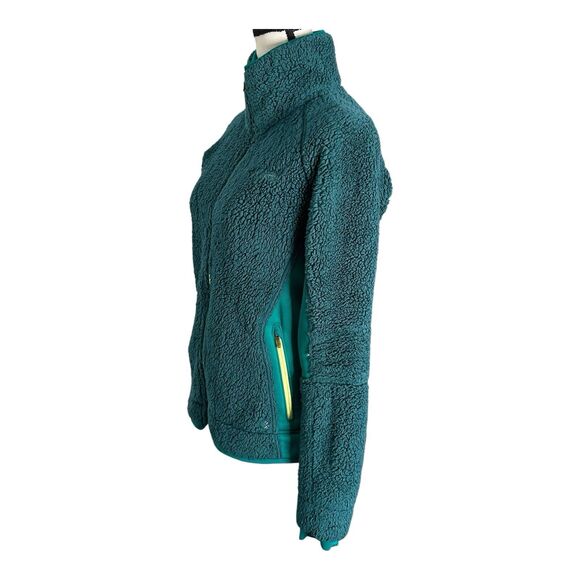 COLUMBIA Women’s Full-Zip Fleece Jacket Coat Medium Green Yellow Outdoor - Picture 4 of 16
